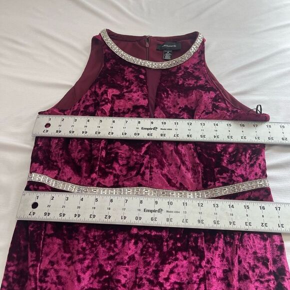 NWT R&M Richards Burgundy Velvet Embellished Dress Plus Size 14 New - Picture 2 of 7